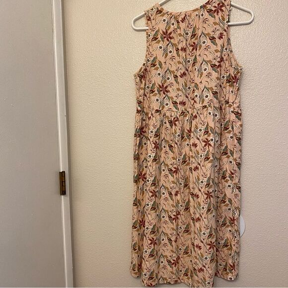 Universal Thread Sleeveless Linen Tie-Front boho blush floral dress beach midi S - Picture 9 of 12